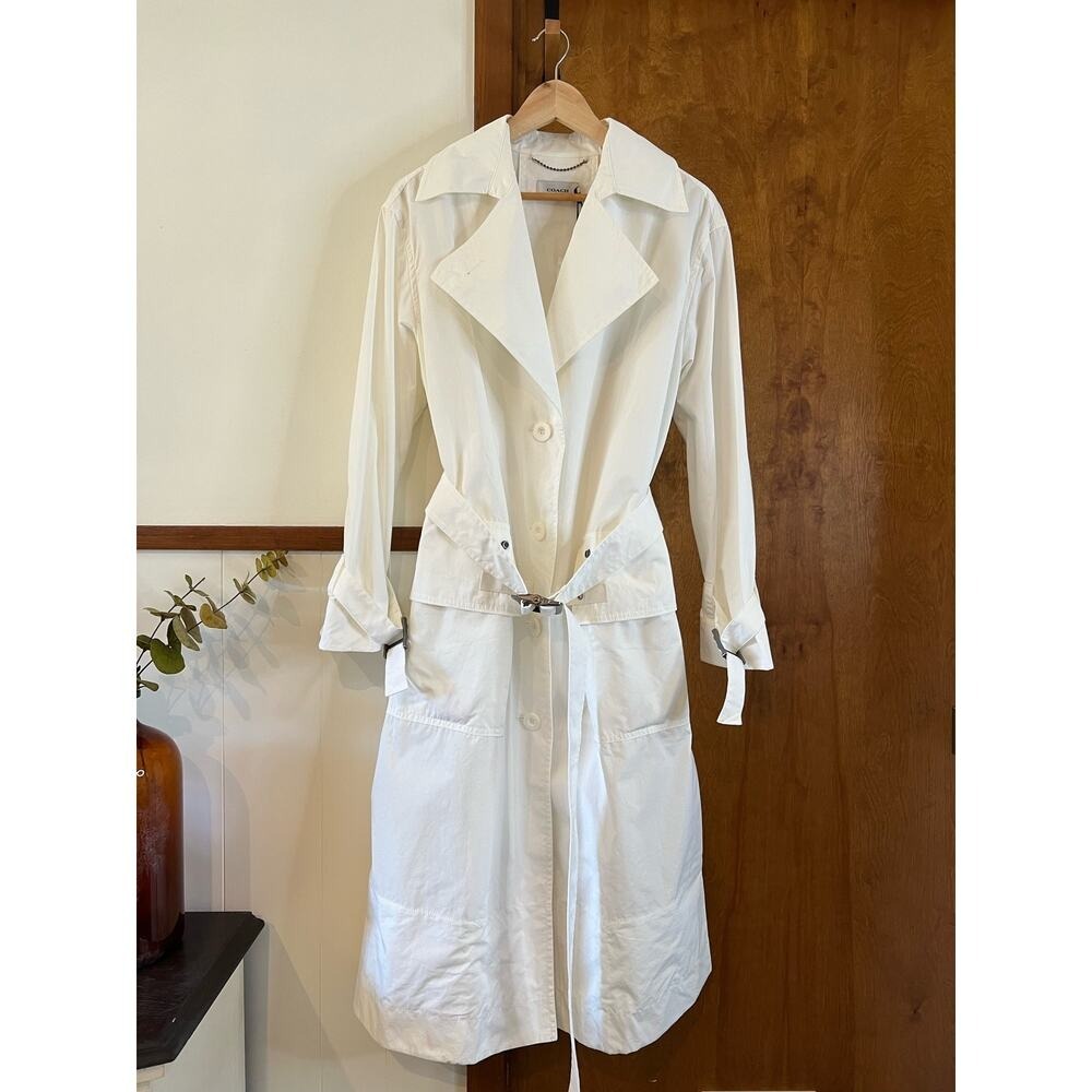 Coach‎ 1941 NWT $795 Long Military Trench Coat Longline Trench Coat White Size 6